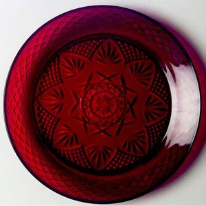 ANTIQUE RUBY DINNER PLATES (SET OF 2) by CRISTAL D'ARQUES-DURAND